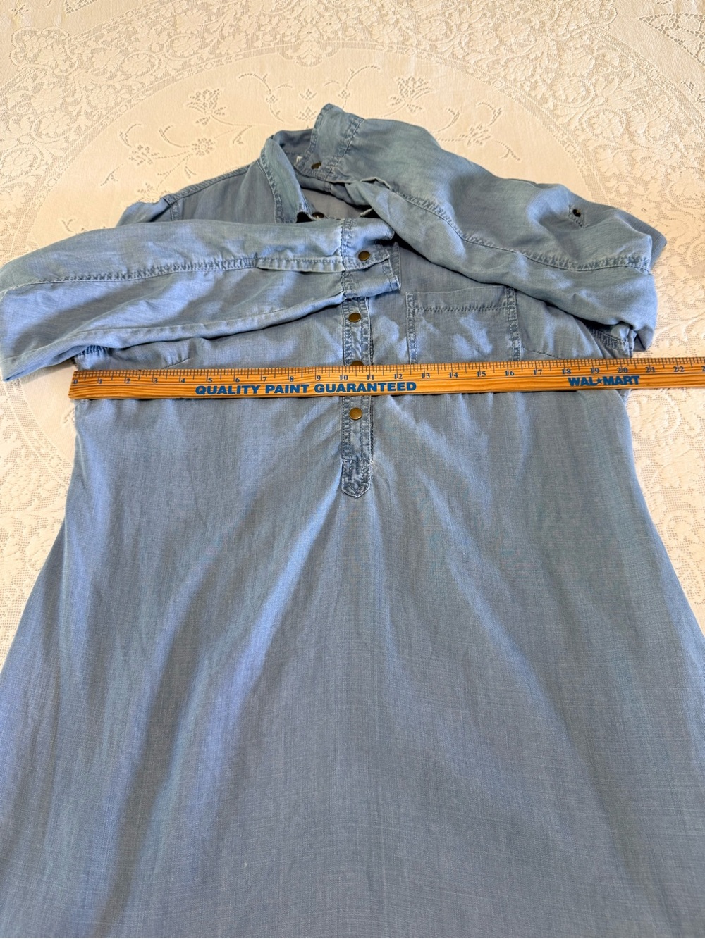 Maurices Light Blue Chambray Shirt dress size large denim look lyocell - Picture 7 of 11